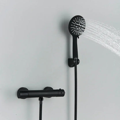 DecorBites™ Black/Chrome Brass Thermostatic Shower Set with Wall Mount - Bathroom Accessories