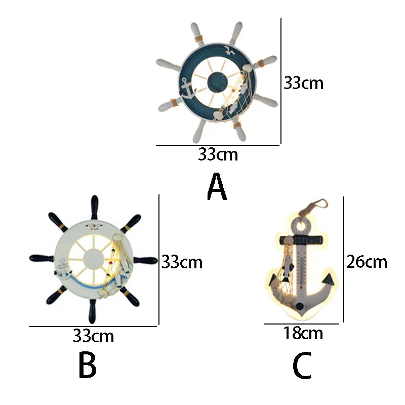 ™ Kids LED Ship Rudder Wall Light - Mediterranean Decor Ocean Theme