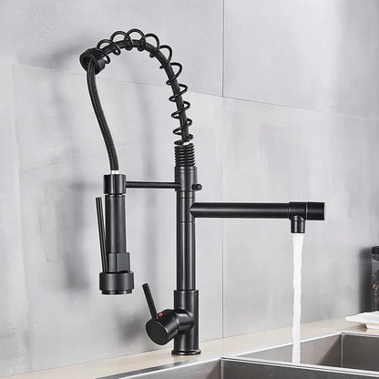 DecorBites™ Brass Kitchen Faucet Spring Swivel Spout Hot Cold Water Mixer Taps