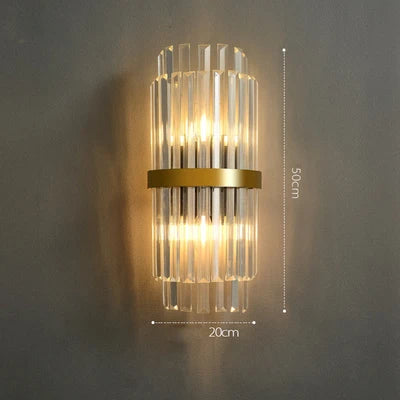 DecorBites™ Art Deco LED Stainless Steel Crystal Wall Sconce, Bedroom Corridor Golden Black Wall Light