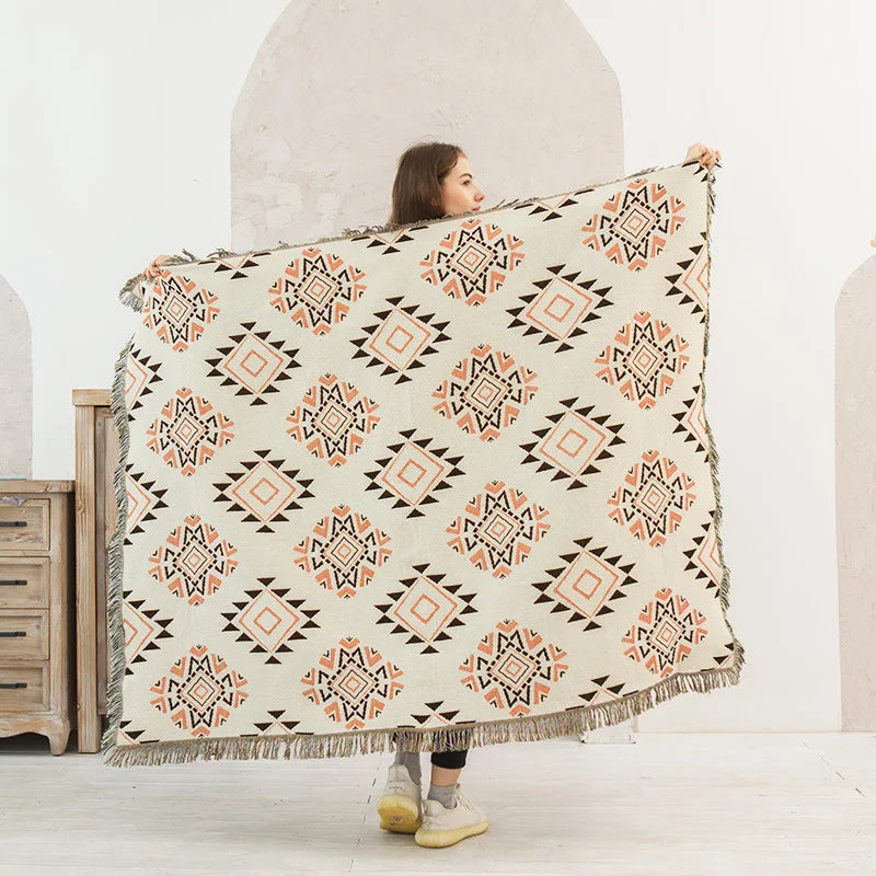 DecorBites™ Knitted Nordic Plaid Blanket - Cozy Home Decor and Sofa Cover