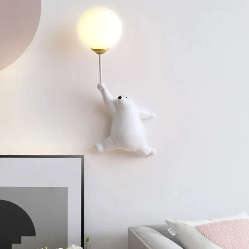 DecorBites™ Blue Pink Bear Wall Lamp for Kids Bedroom, 3D Moon Lighting, G9 Bulb