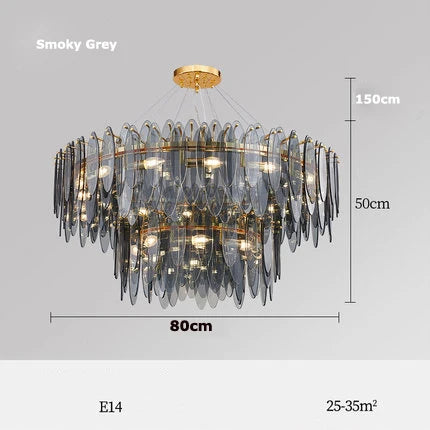 DecorBites™ Art Deco Glass Iron LED Chandelier for Dinning Room