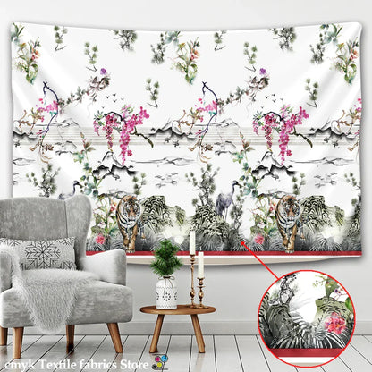 DecorBites™ Chinese Dragon Castle Totem Tapestry Wall Hanging Beach Mat Tapis Decor