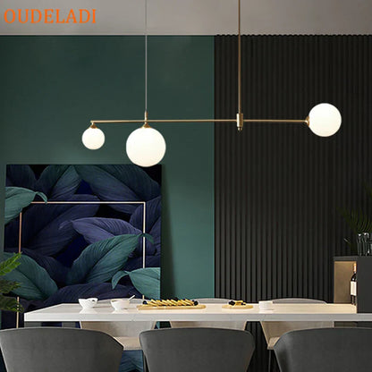 DecorBites™ Glass Ball Chandelier LED Light Fixture for Dining Room Bedroom Kitchen Island