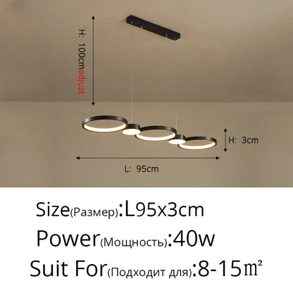 DecorBites™ Black Ring LED Chandelier for Living Room Bedroom Dining Hall Lighting