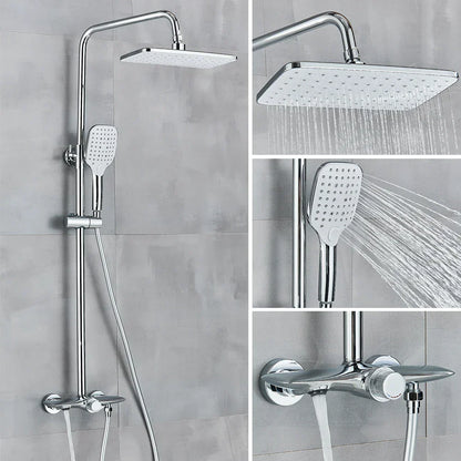DecorBites™ Black Gray Wall Mounted Shower System Set with Bathtub Faucet