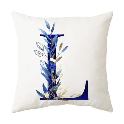DecorBites™ Blue Alphabet Flower Letter Pillowcase for Home Decor