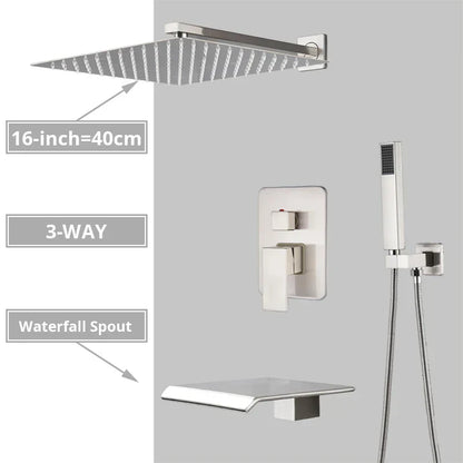 DecorBites™ Brushed Nickel Shower System with Rain Shower Head for Wall Mounted Bathroom