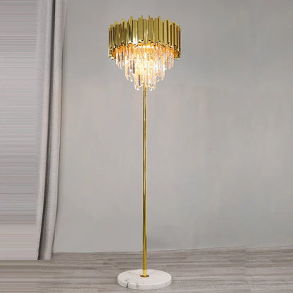 DecorBites™ Crystal Marble LED Floor Lamp - Art Deco Golden Black Stainless Steel