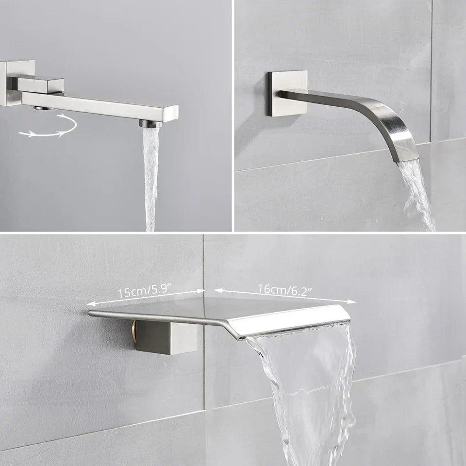 DecorBites™ Brushed Nickel Shower System with Rain Shower Head for Wall Mounted Bathroom