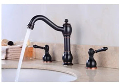 DecorBites™ Dual Handle Nickel Brush Bathroom Sink Tap Swivel Spray Mixer Faucet
