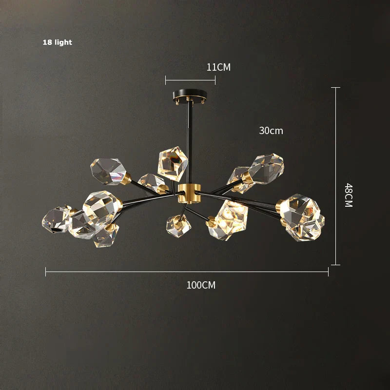 DecorBites™ Crystal Copper Chandelier Lighting for Dinning Room
