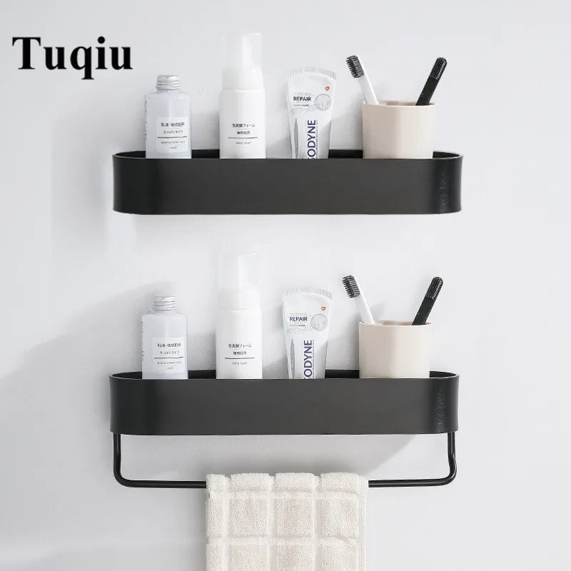 DecorBites™ Aluminum Bathroom Shelf with Towel Bar for Bath/Shower Organization