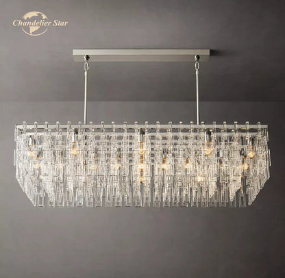 DecorBites™ Black Marignan K9 Crystal Rectangular Chandelier for Living Dining Room
