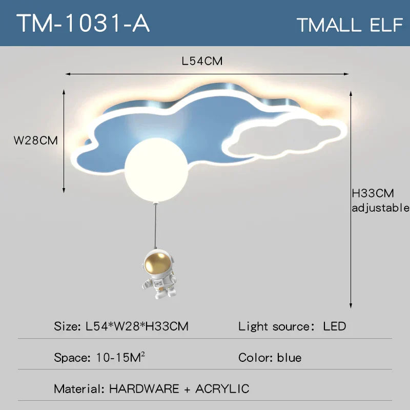 DecorBites™ Kids Space Theme Ceiling Lamp - Astronaut & Airplane Design for Bedroom