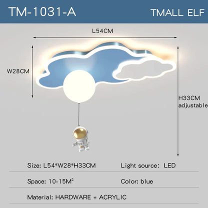 DecorBites™ Kids Space Theme Ceiling Lamp - Astronaut & Airplane Design for Bedroom