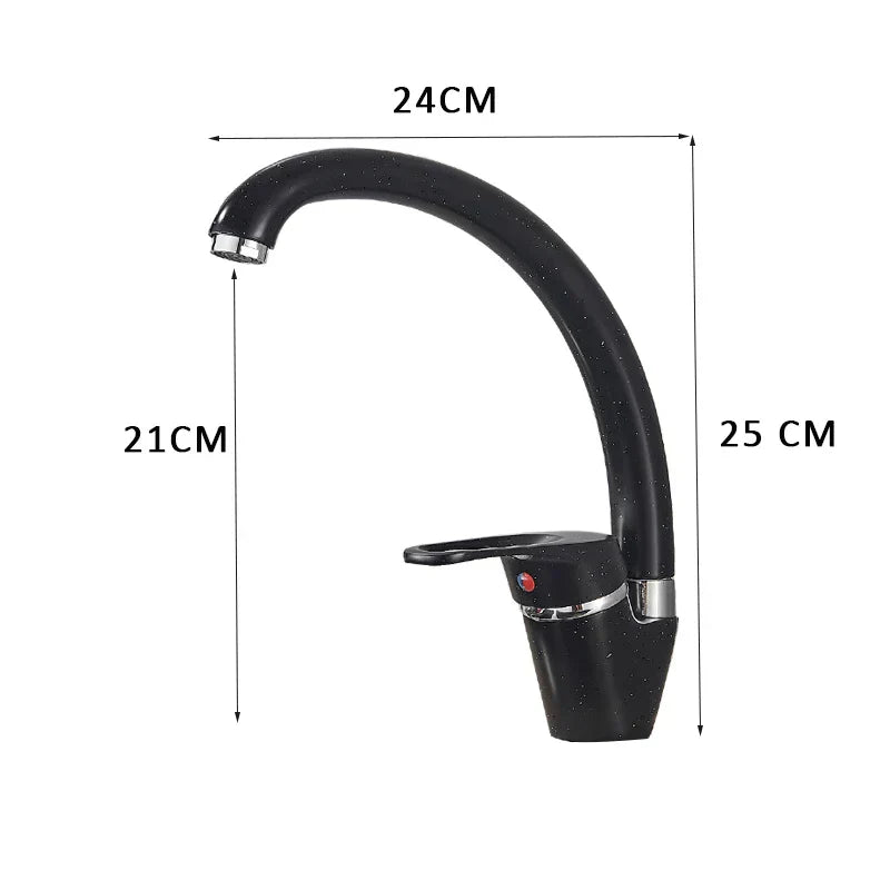 DecorBites™ Black Single Handle Kitchen Faucet - Hot and Cold Water Mixer