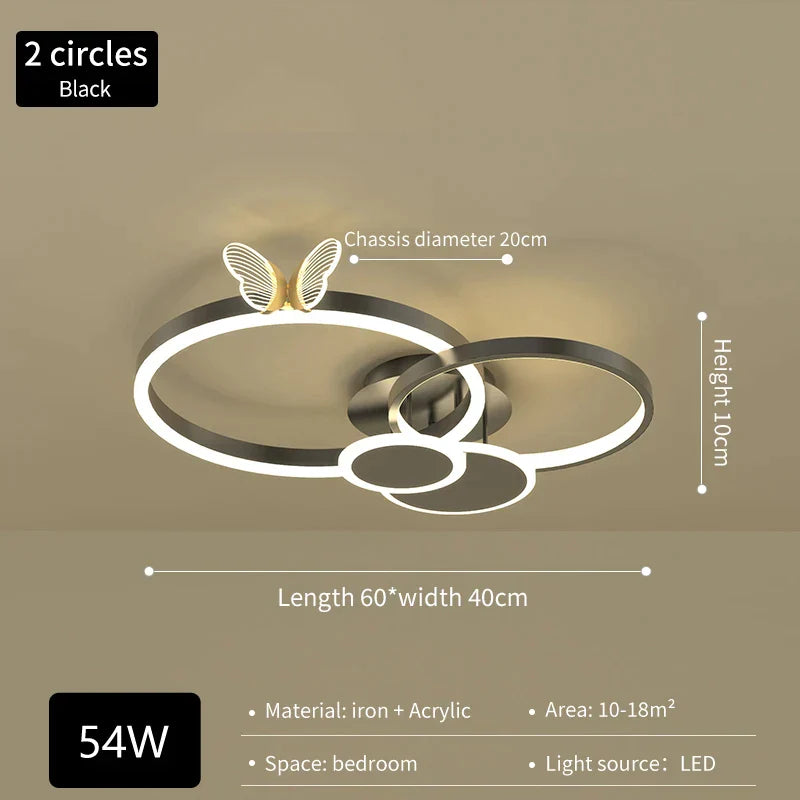 DecorBites™ Butterfly Light: Modern Round Ceiling Lamp for Light Luxury Living Room, 2024 New Model