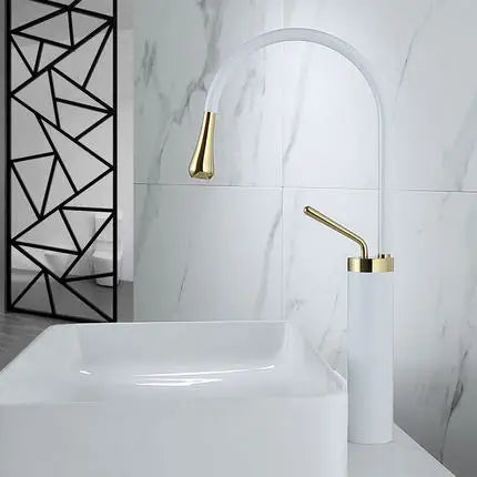 DecorBites™ Brushed Gold Basin Faucet Hot Cold Black Sink Kitchen Swivel Water Crane