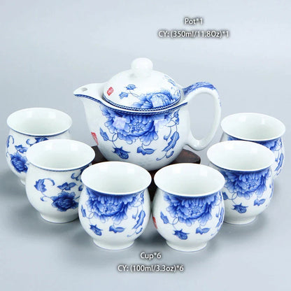 DecorBites™ Dragon Teapot Tea Set, Porcelain Kung Fu Teaware for Puer Oolong Ceremony