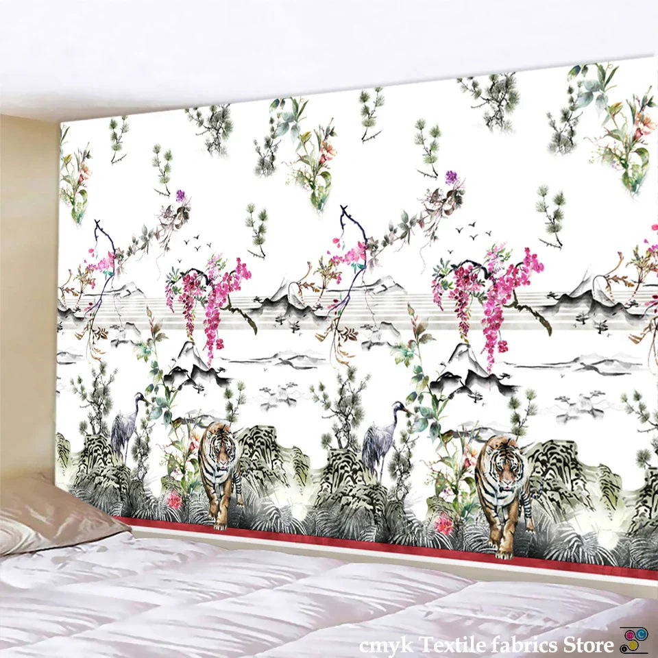 DecorBites™ Chinese Dragon Castle Totem Tapestry Wall Hanging Beach Mat Tapis Decor