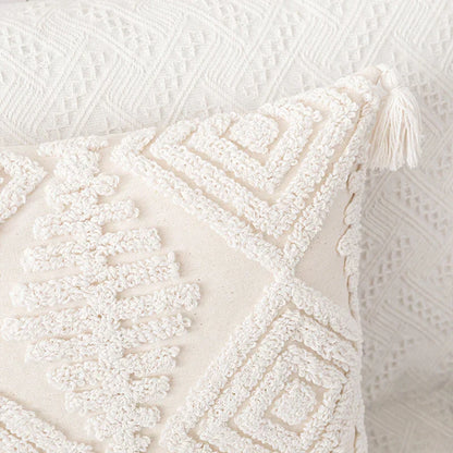 DecorBites™ Ivory Cotton Loop Tufted Cushion Cover for Home Decoration