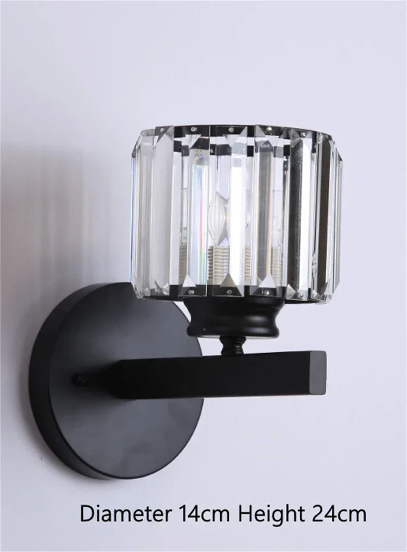 DecorBites™ Black Gold Crystal Wall Lights for Bedroom Living Room Home LED Sconce