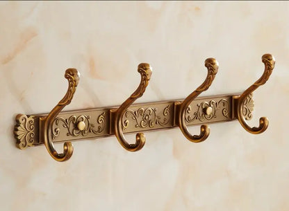DecorBites™ Antique Bronze Carved Robe Hook Towel Hanger for Bathroom and Kitchen