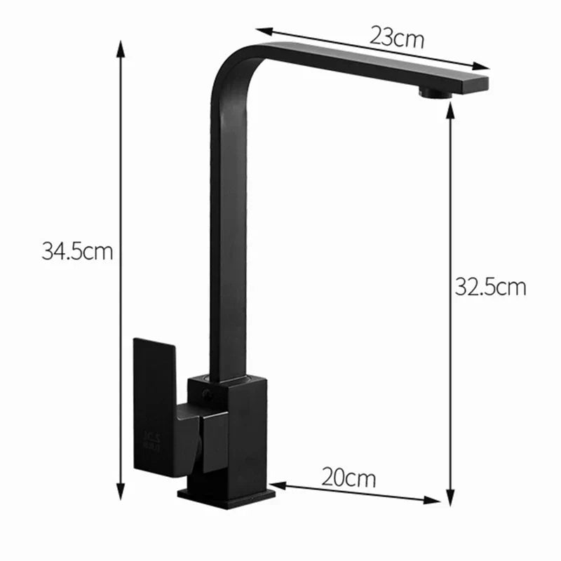 DecorBites™ Black Square Kitchen Faucet: Chorme/Gold Hot Cold Mixer Tap 360° Rotation