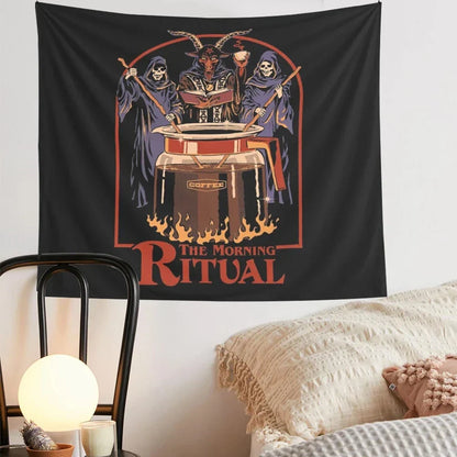 DecorBites™ Black Psychedelic Tapestry: Aesthetic Room Decor Wall Hanging