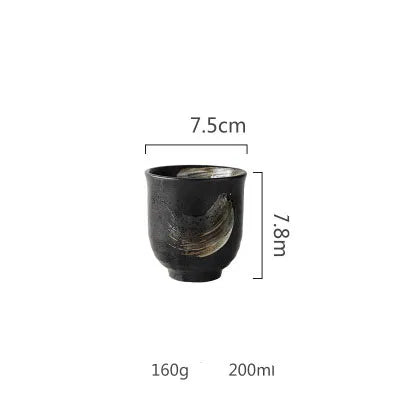 DecorBites™ Black Ceramic Sushi Plate and Rice Bowl Set
