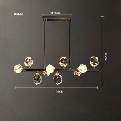 DecorBites™ Black Crystal Copper LED Chandelier - Art Deco Hanging Lamp for Dinning Room