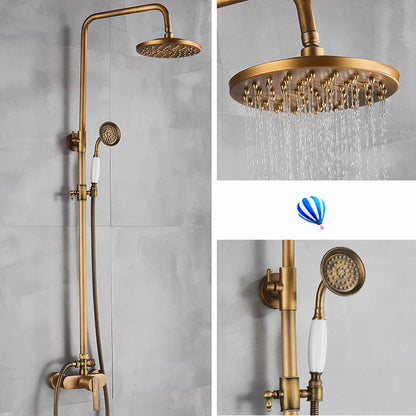 DecorBites™ Antique Brass Shower Set with Handshower, Rainfall Tap Crane