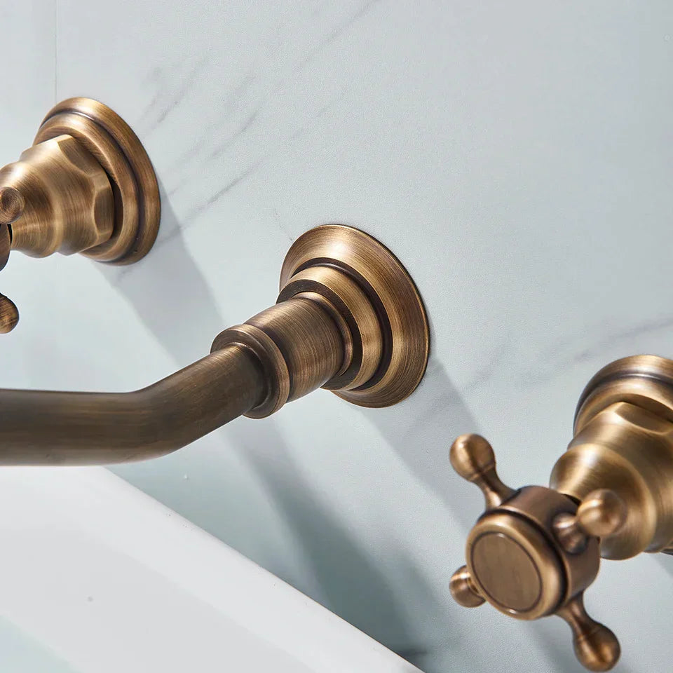 DecorBites™ Black Basin Faucet: Wall Mounted Hot/Cold Water Mixer for Bathroom Sink