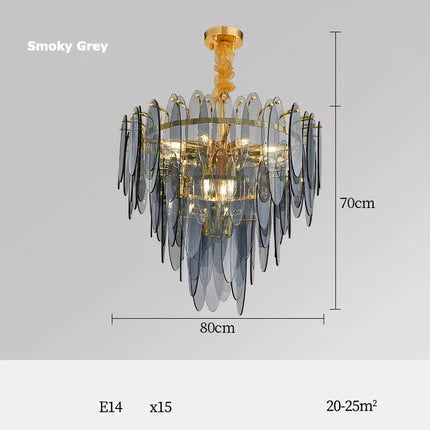 DecorBites™ Art Deco Glass Iron LED Chandelier for Dinning Room