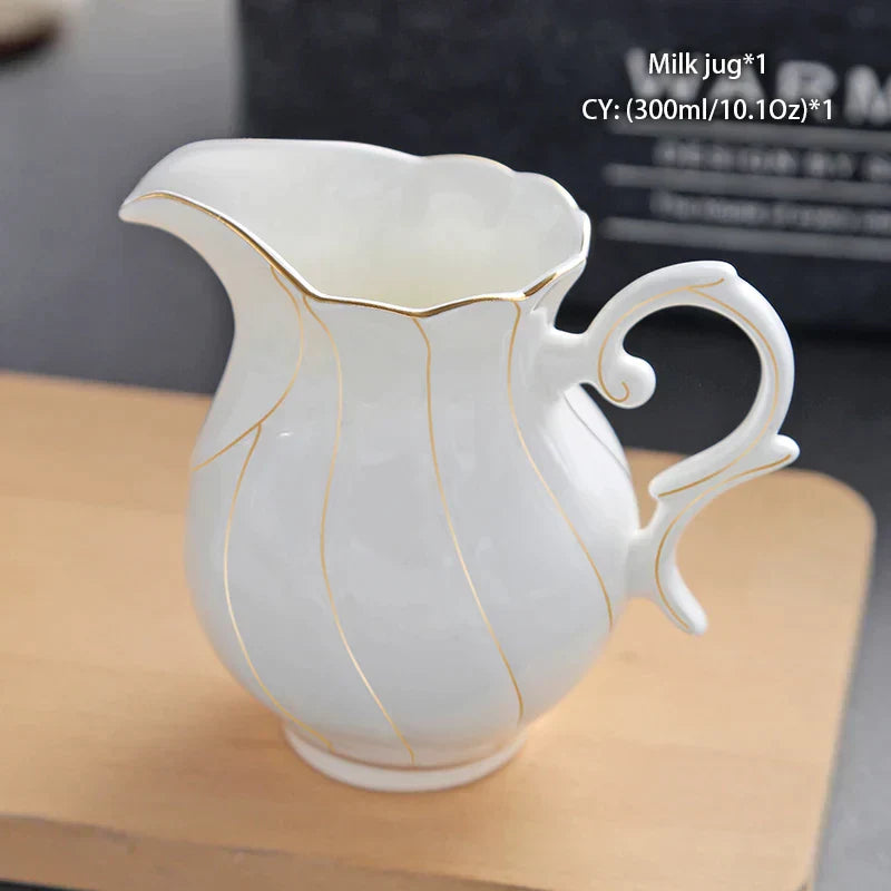 DecorBites™ Bone China Milk Jug: Elegant Ceramic Creamer for Tea, Coffee, Espresso