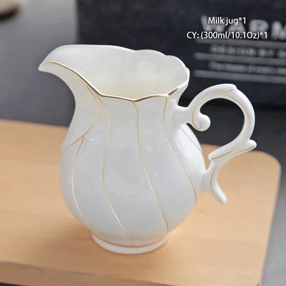 DecorBites™ Bone China Milk Jug: Elegant Ceramic Creamer for Tea, Coffee, Espresso