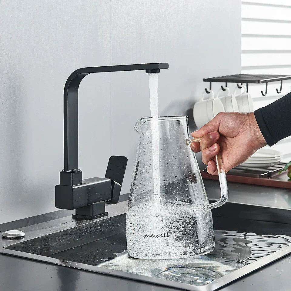 DecorBites™ Black Kitchen Rotating Faucet | Foldable Single Handle Mixer Faucet