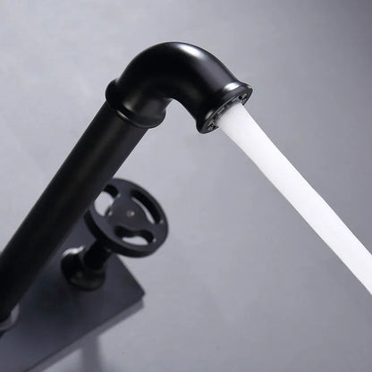 DecorBites™ Industrial Style Wall Mounted Black Basin Faucet with Dual Handles