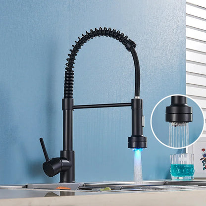 DecorBites™ Brushed Nickel Pull Down Kitchen Faucet - 360° Rotation Hot Cold Water Mixer