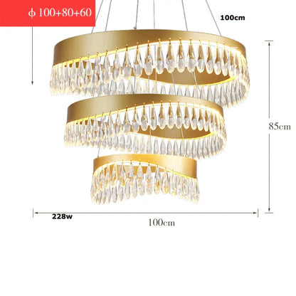DecorBites™ Crystal Stainless Steel LED Chandelier for Foyer