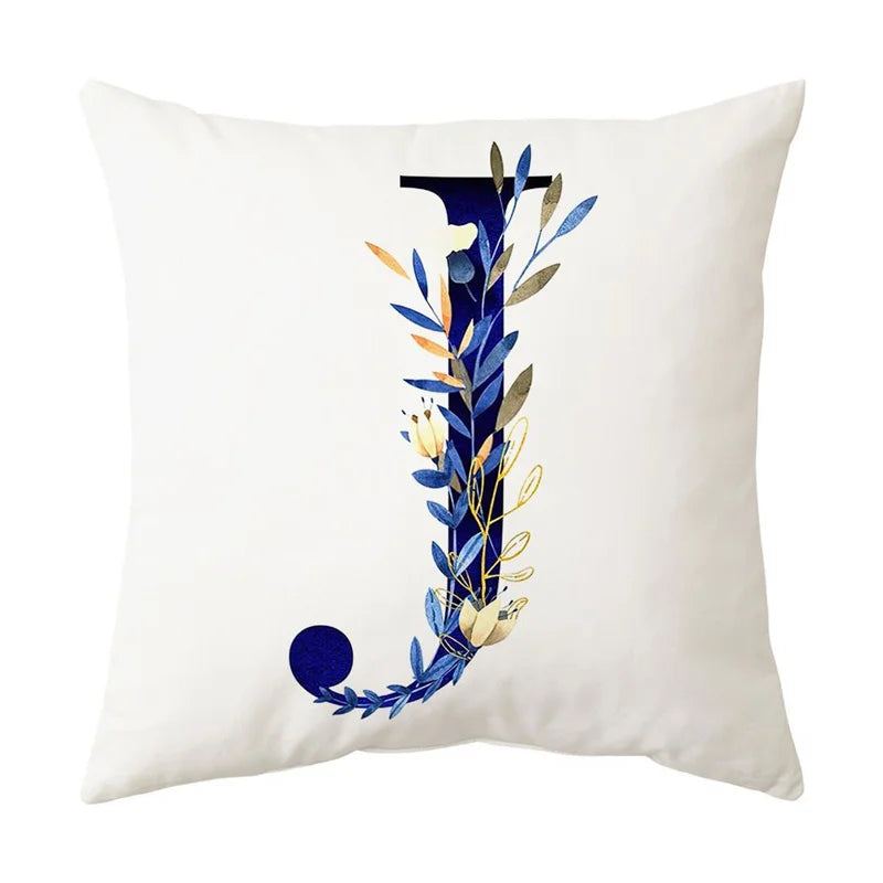 DecorBites™ Blue Alphabet Flower Letter Pillowcase for Home Decor