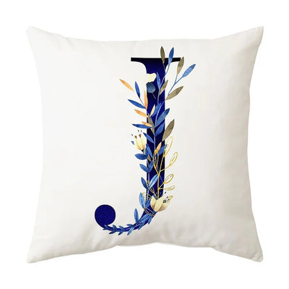 DecorBites™ Blue Alphabet Flower Letter Pillowcase for Home Decor