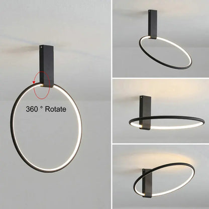 DecorBites™ LED Round Ceiling Lamp Scandinavian Design White Black Gold Metal Aluminum