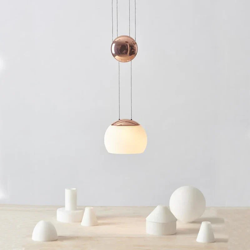 DecorBites™ JOJO Modern LED Glass Pendant Lamp, Adjustable Height, Gold Nightstand Light