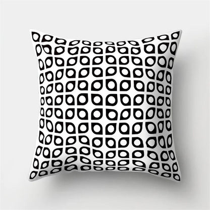 DecorBites™ Geometric Star Print Pillow Cover for Home Decor - Black & White Square Texture