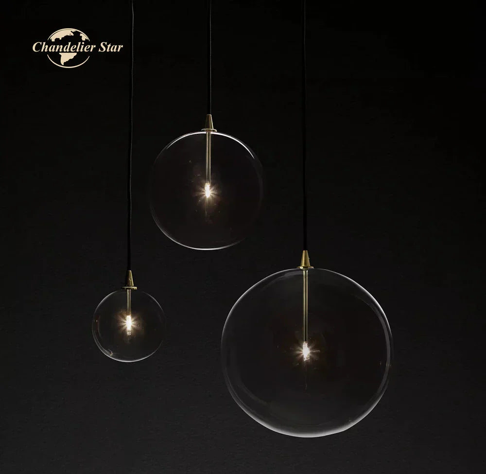 DecorBites™ Glass Globe Pendant Light Chandelier for Dining Room, Bedroom, Entryway