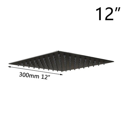 DecorBites™ 8-20" Black Ultra-thin Rain Shower Head for Bathroom Square Rainfall Faucet