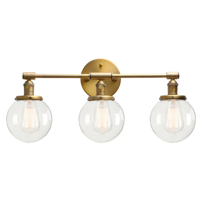 DecorBites™ Black 3-Light Wall Sconce Bathroom Vanity Fixture with Round Glass Canopy